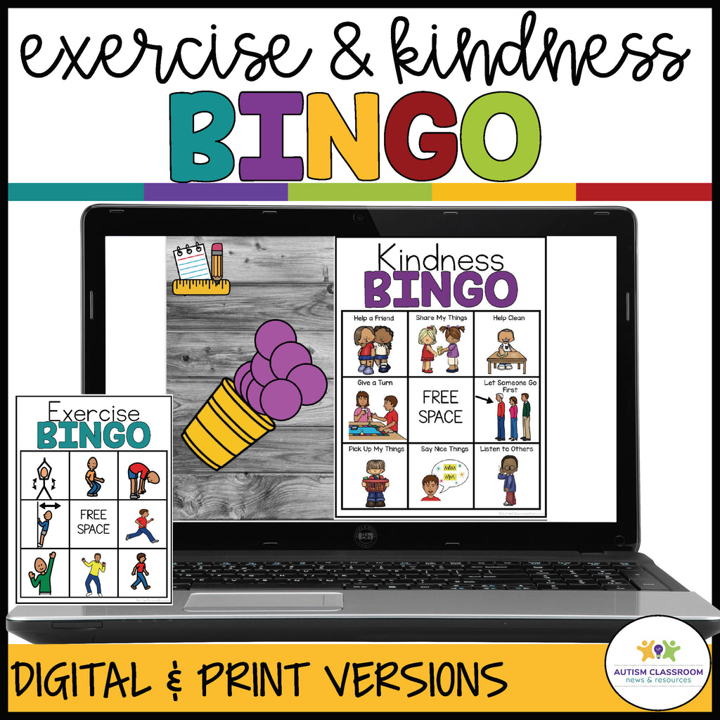 Kindness & Exercise BINGO for Distance Learning and Classroom Engagement in Special Education - Autism Classroom Resources