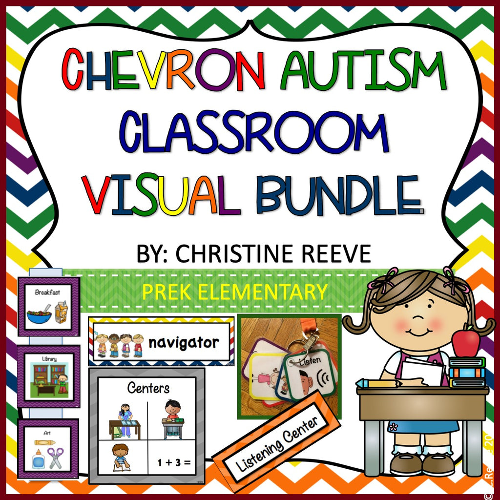 Chevron Pre-K - Elementary Classroom Visual Bundle for Autism and Special Education Classrooms - Autism Classroom Resources