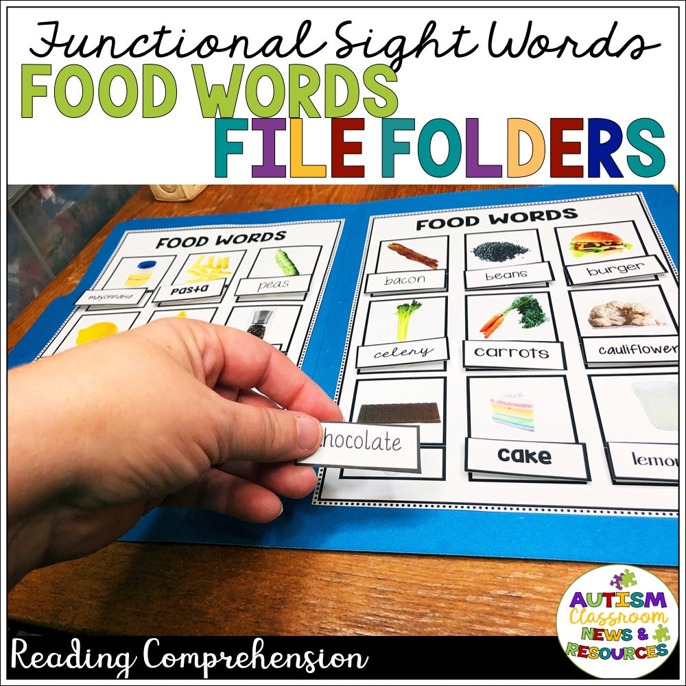 Functional Sight Word Reading Comprehension File Folders: Food Words - Autism Classroom Resources