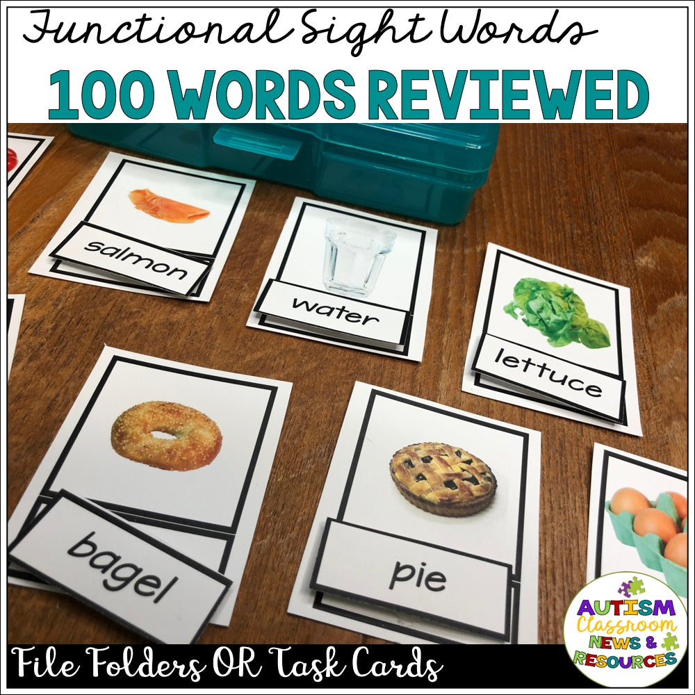 Functional Sight Word Reading Comprehension File Folders: Food Words - Autism Classroom Resources