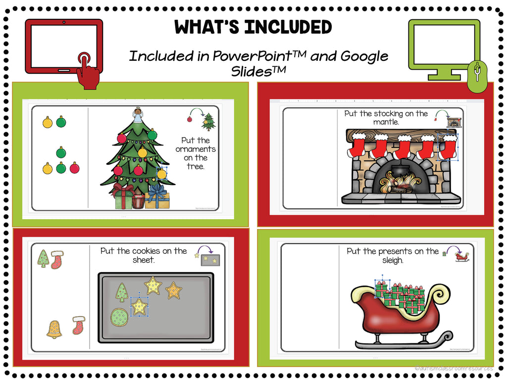 Christmas Simple Digital Work Boxes for Independent Work in Distance Learning with Put-In Tasks - Autism Classroom Resources