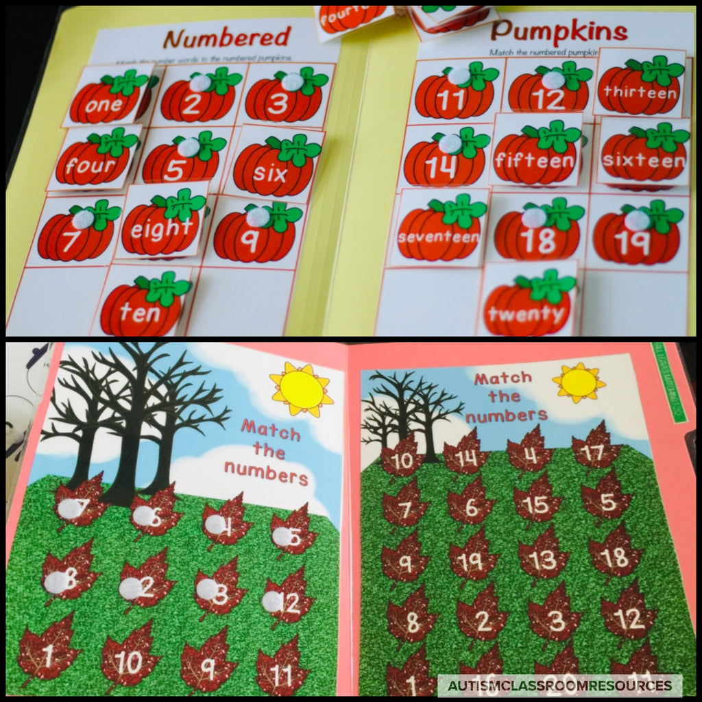Autumn Numbers File Folders: Matching Tasks for Early Childhood and Special Education - Autism Classroom Resources