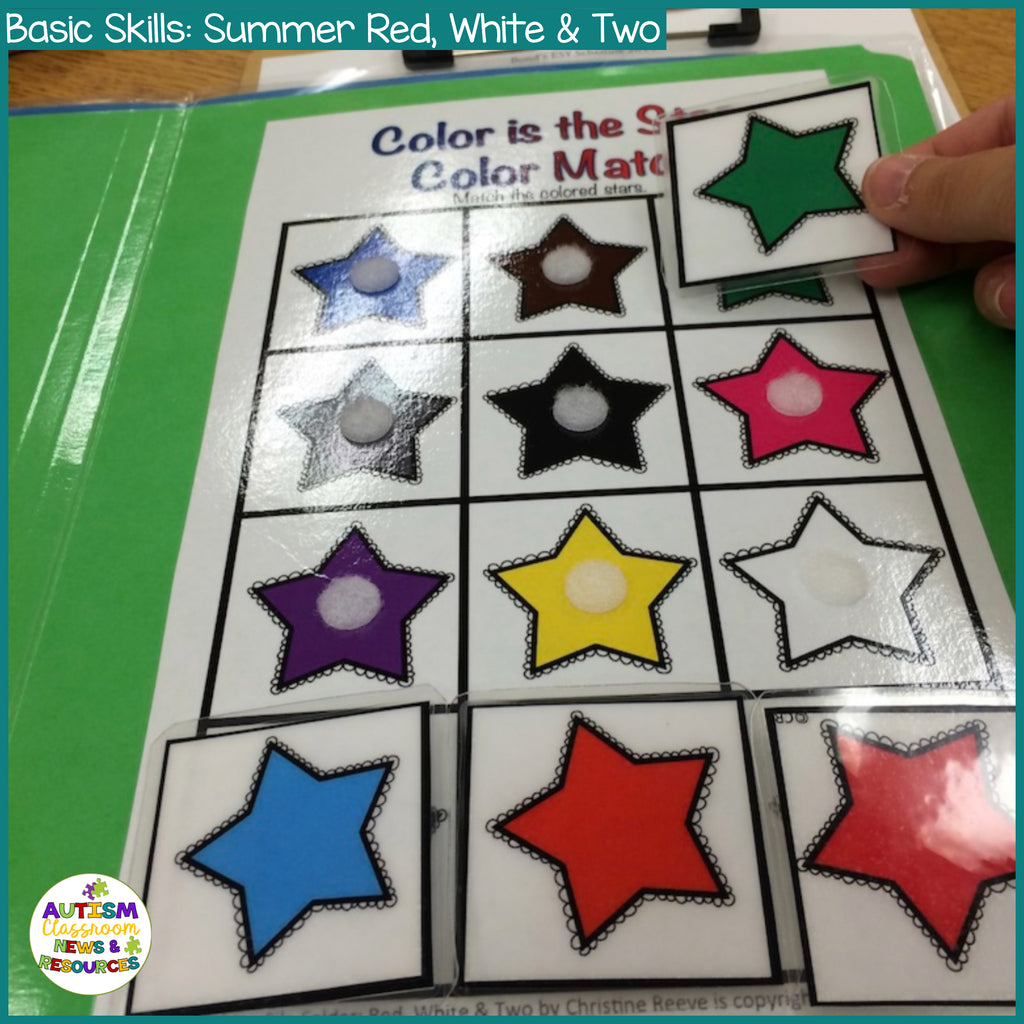 Basic Skills File Folders: Red, White, & Two Stars Number Skills - Autism Classroom Resources
