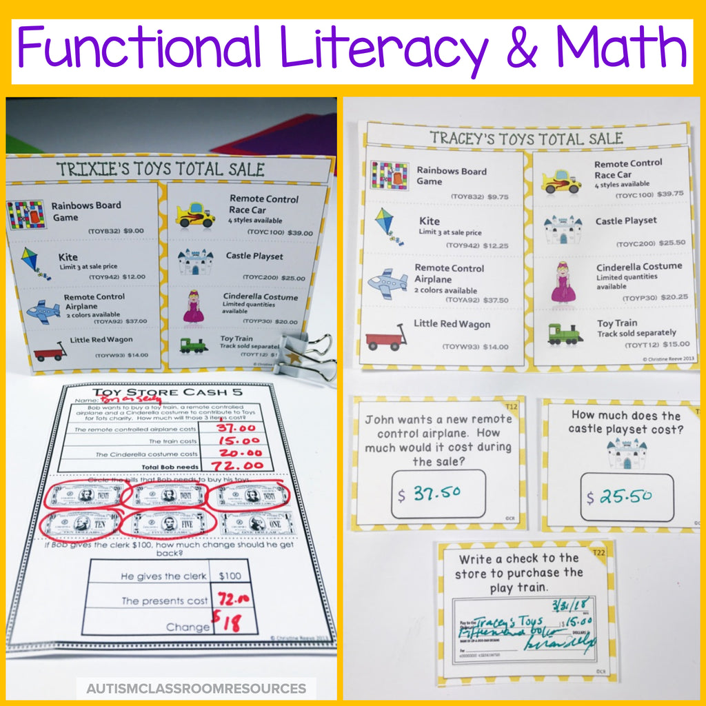 Money Skills Toy Shopping: Functional Literacy and Math Skills - Autism Classroom Resources