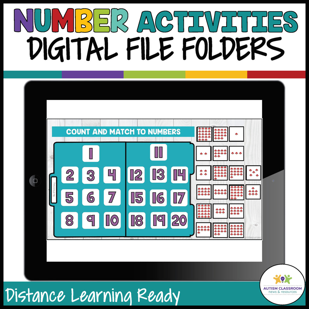 Basic Digital File Folders: Numbers for Matching in Distance Learning - Autism Classroom Resources