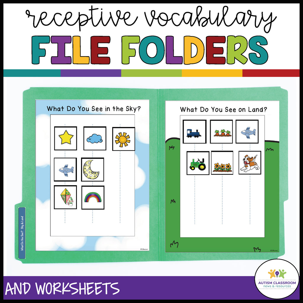 Sorting Receptive Vocabulary by Category with File Folders and Worksheets - Autism Classroom Resources