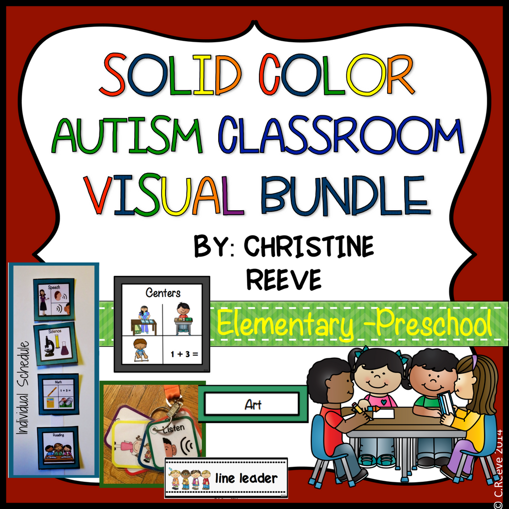 Pre-K - Elementary Classroom Visual Set for Autism and Special Education Classroom in Solid Colors - Autism Classroom Resources