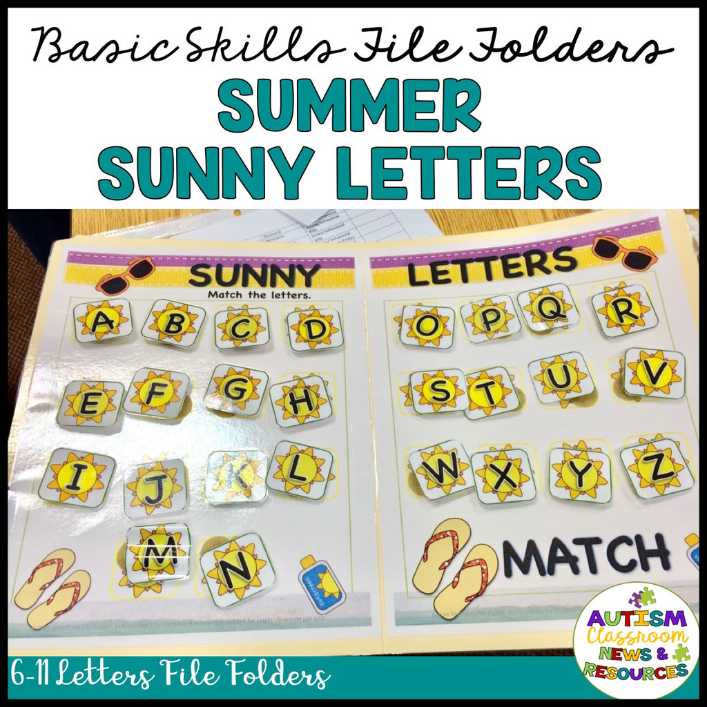 Basic Matching File Folders: Summer Sunny Letters for Early Childhood and Special Education - Autism Classroom Resources