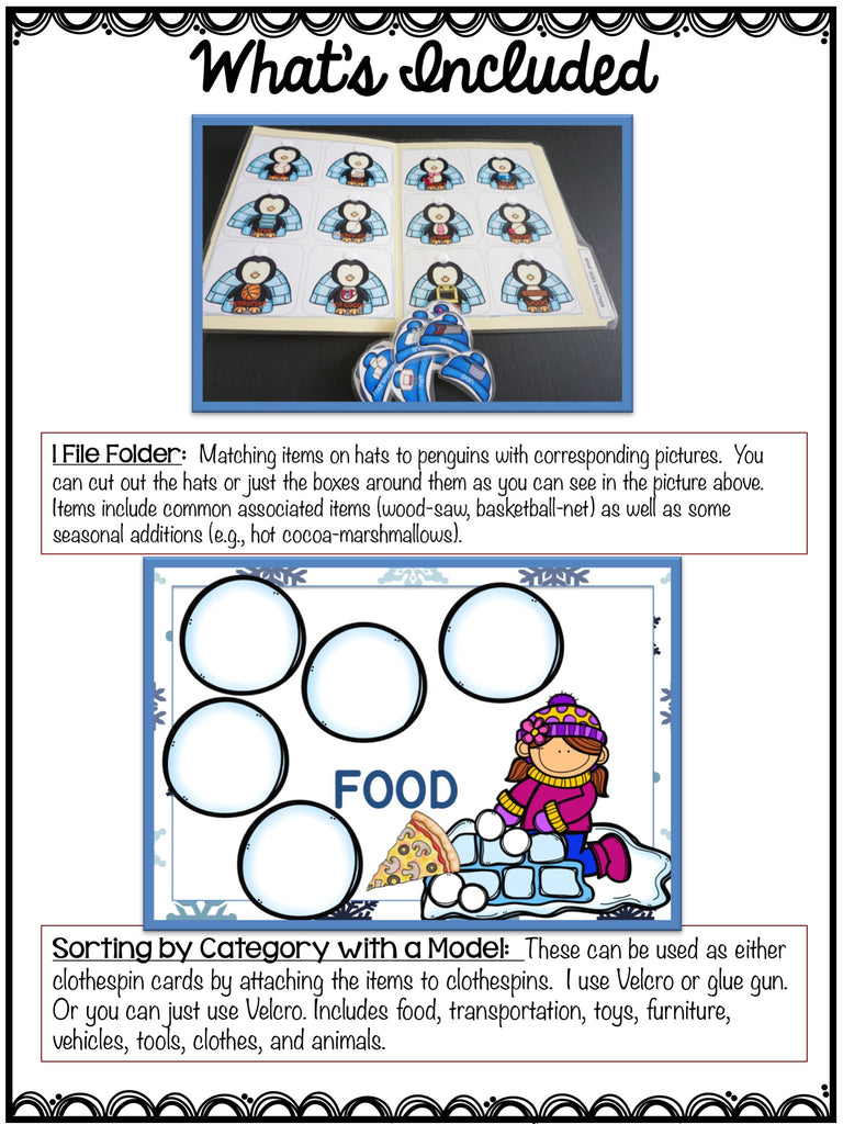 Autism Receptive Vocabulary Activities for Winter: Feature Function Class - Autism Classroom Resources