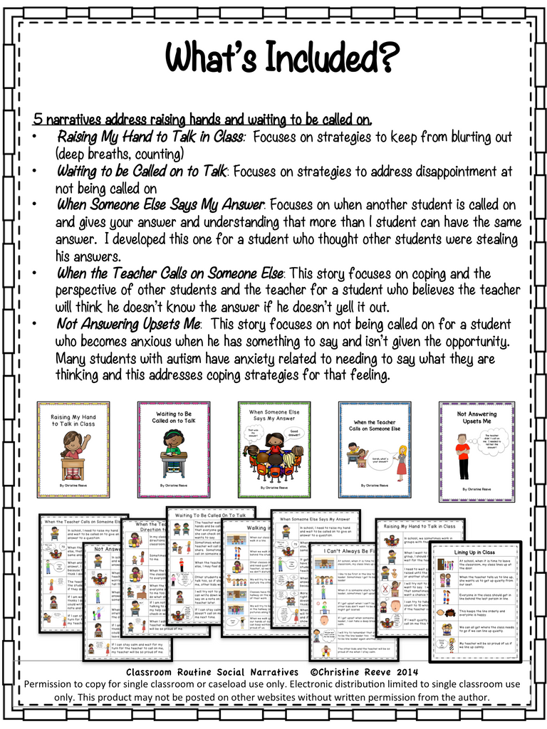 Classroom Routine Social Narratives and Visual Supports for Early Education & Special Ed. Classrooms - Autism Classroom Resources