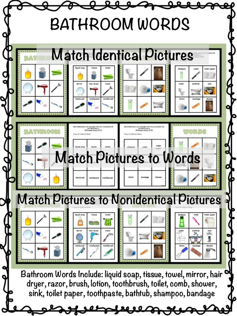 Real Life Photographic Vocabulary Matching File Folders 2 for Special Education With Matching Pictures and Words - Autism Classroom Resources