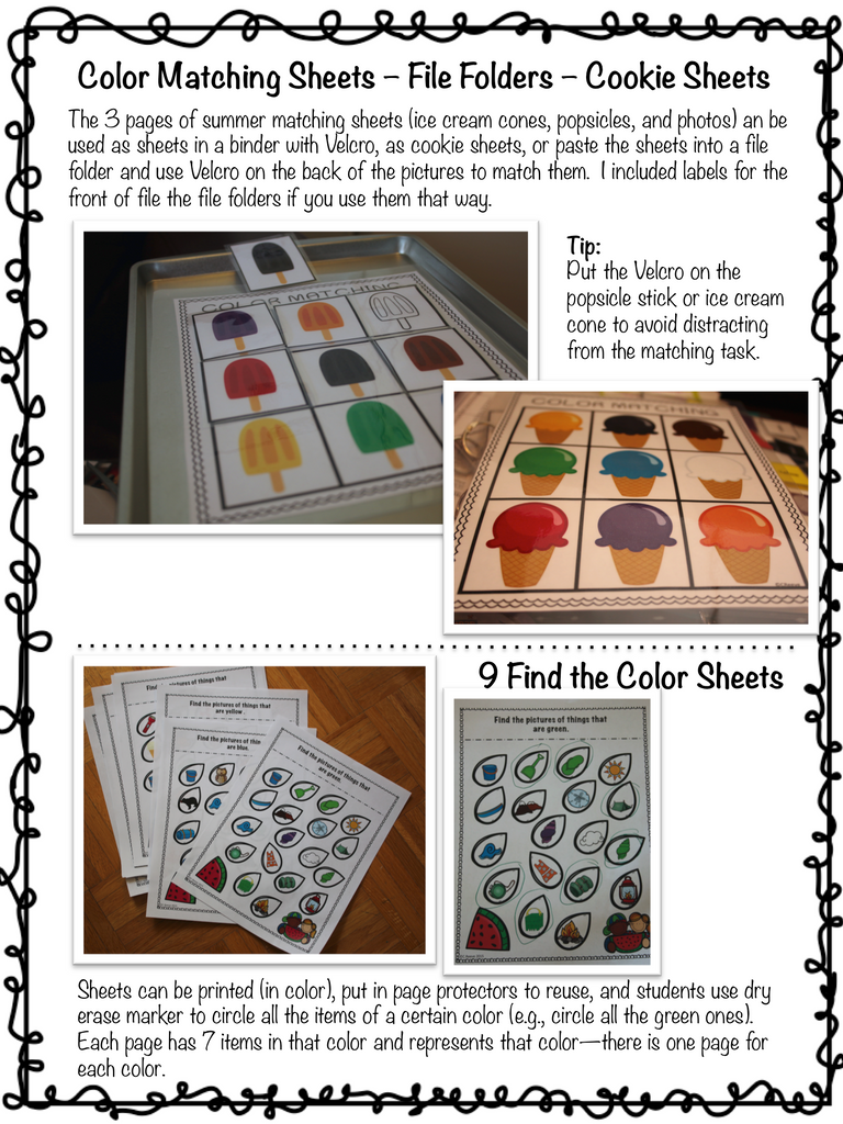 Summer Color Activities for Generalization {Autism, Early Childhood} - Autism Classroom Resources