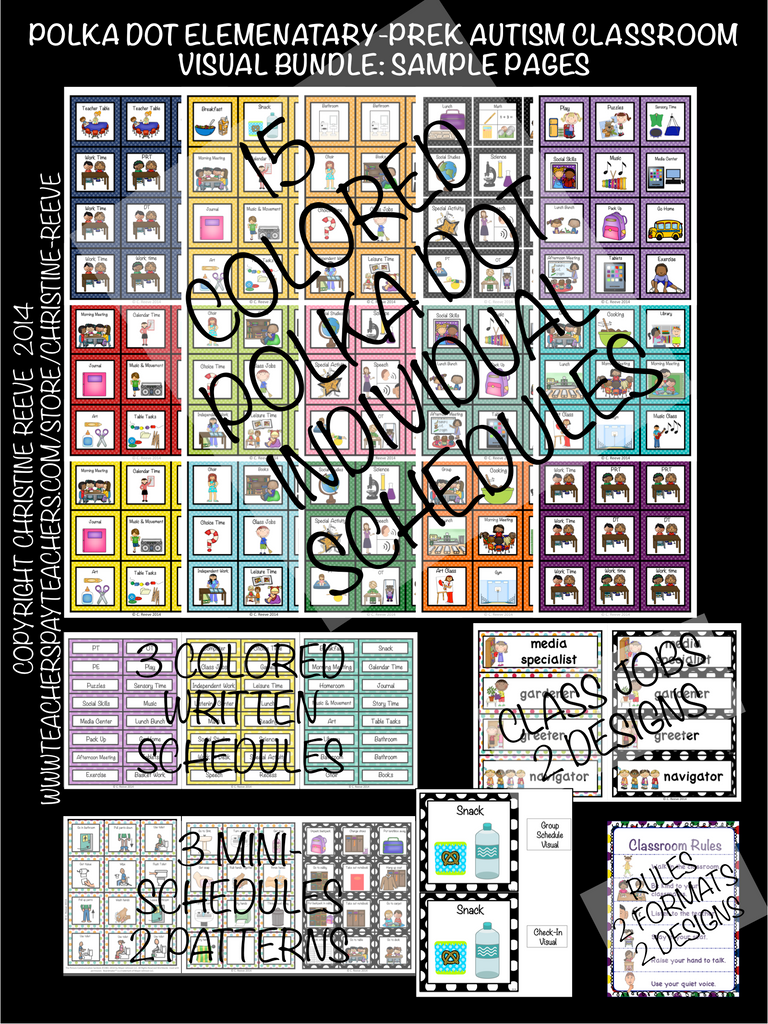 Polka Dot Pre-K - Elementary Classroom Visual Bundle for Autism and Special Education Classrooms - Autism Classroom Resources