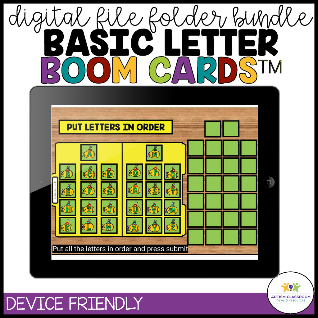 Simple Letter Digital File Folders Using Boom Cards - Autism Classroom Resources