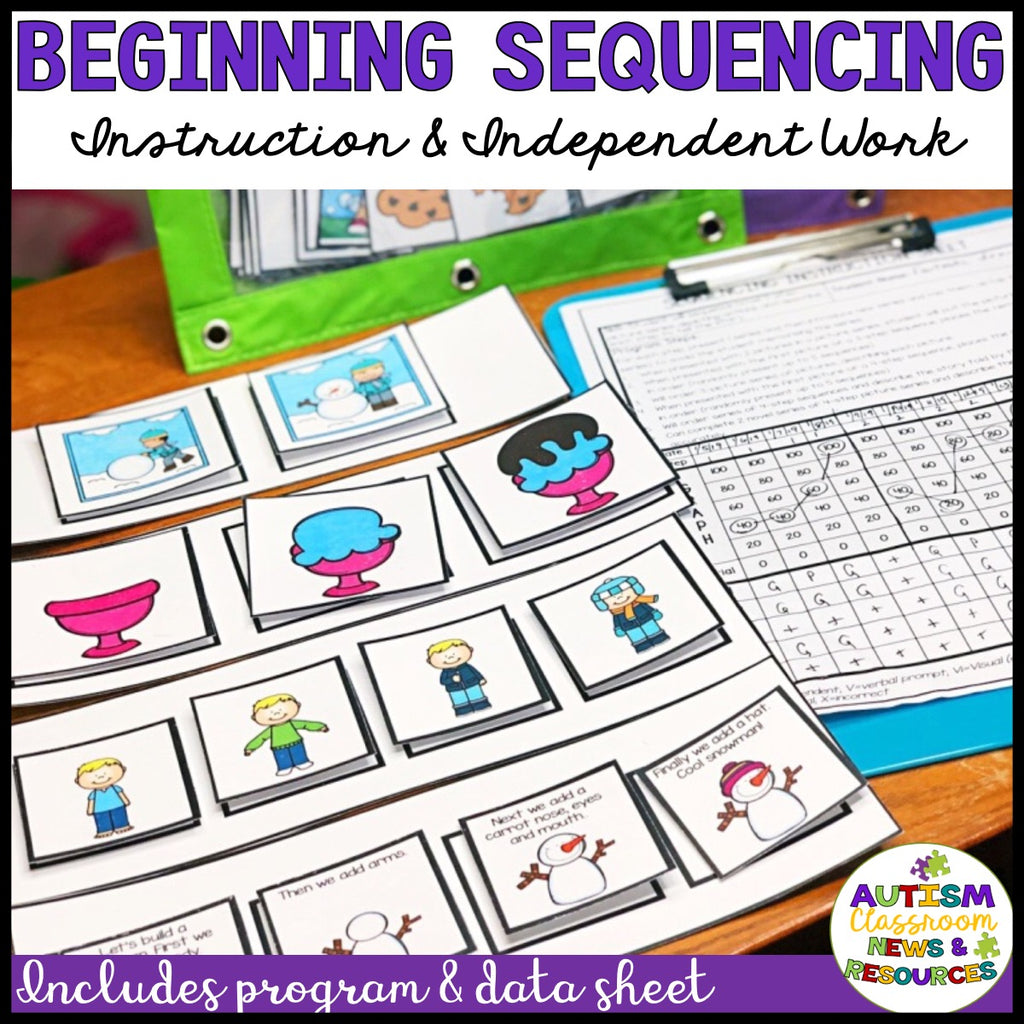 Basic Picture Sequencing: 2-Picture to 4-Picture Sequences With Data & Tutorial - Autism Classroom Resources