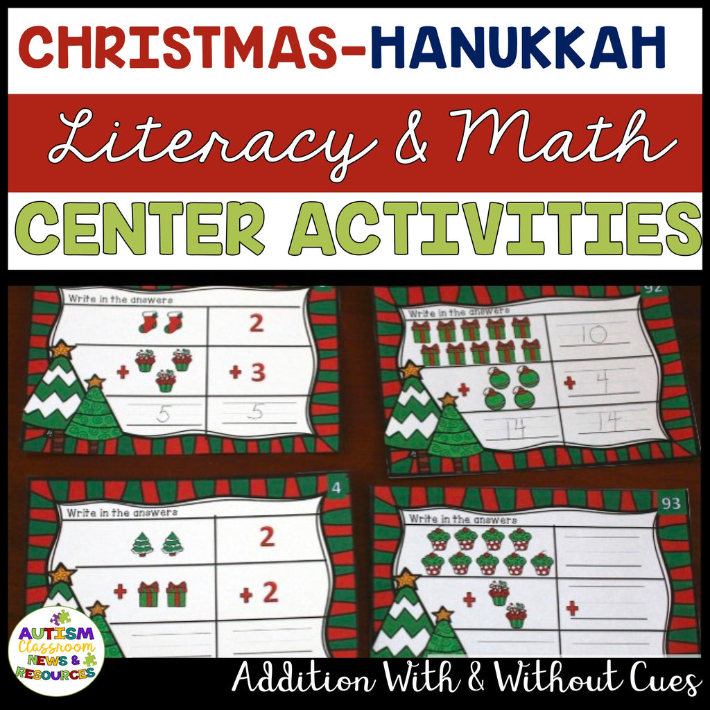 Christmas - Hanukkah Literacy and Math Centers for Young Learners and Special Education - Autism Classroom Resources