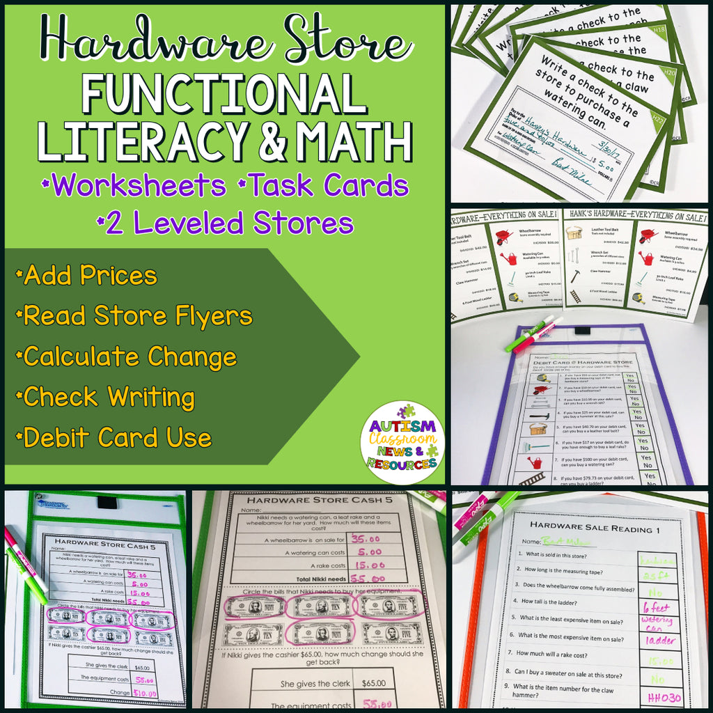 Hardware Shopping: Functional Literacy and Math Skills (Special Education) - Autism Classroom Resources