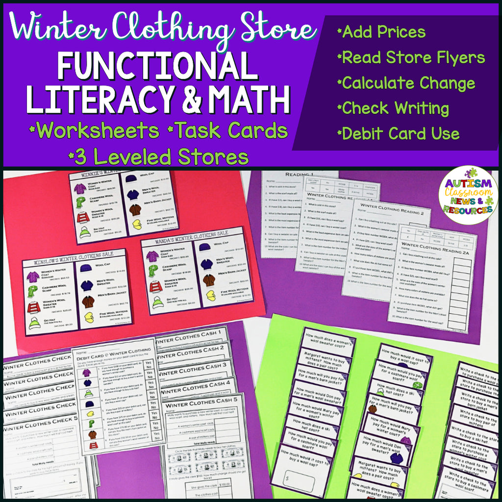 Winter Clothes Shopping: Functional Literacy and Math Skills (Special Education) - Autism Classroom Resources