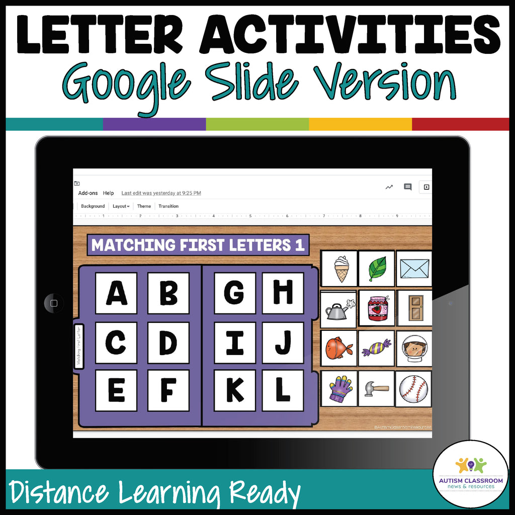 DIGITAL File Folders for Basic Alphabet Skills for Google Apps in Special Education and Early Childhood - Autism Classroom Resources