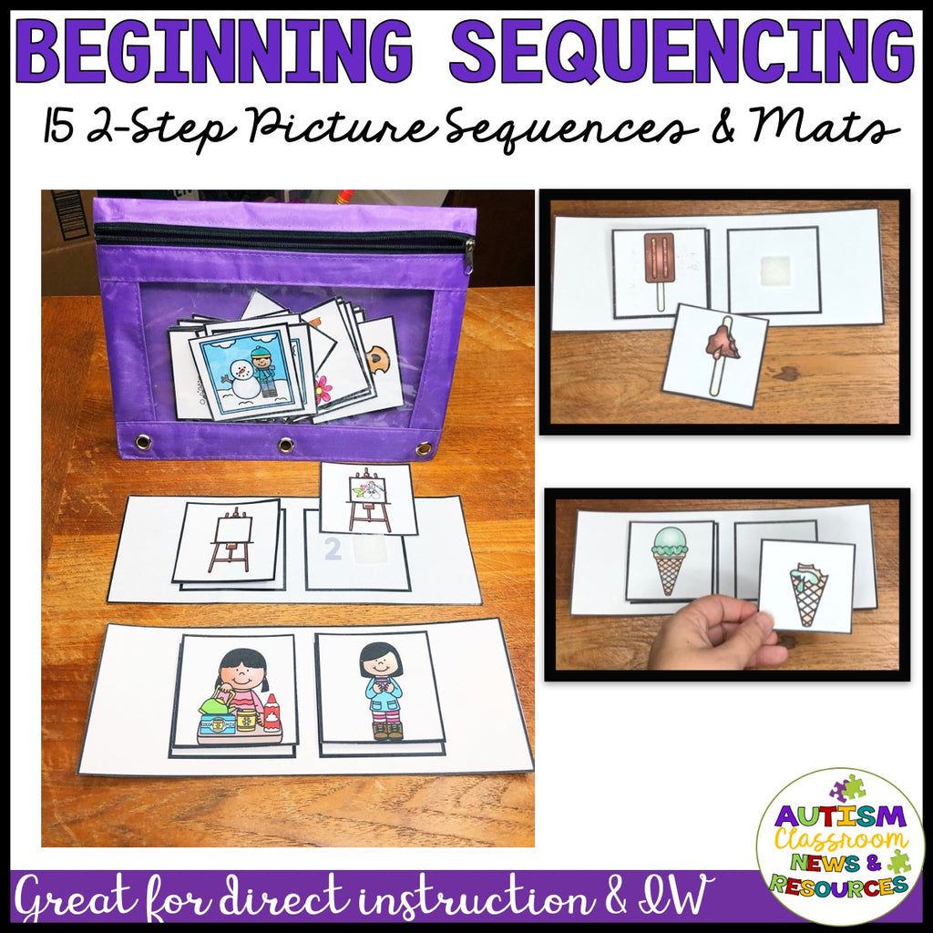 Basic Picture Sequencing: 2-Picture to 4-Picture Sequences With Data & Tutorial - Autism Classroom Resources