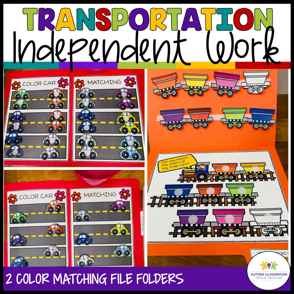Transportation Themed Independent Work Preschool File Folder Activities - Autism Classroom Resources